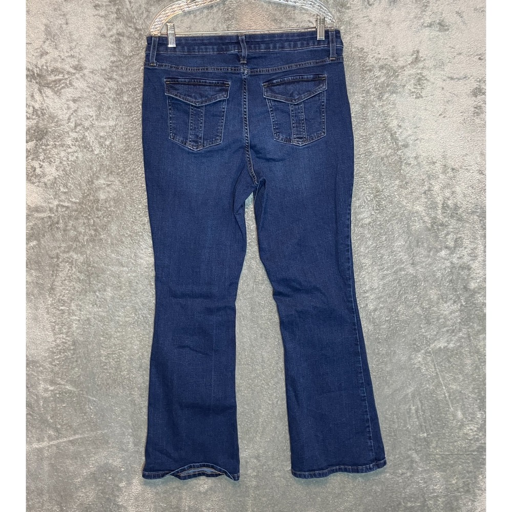 Maurices Women Regular Mid Rise Bootcut Jeans 14 Flap Pocket Dark Wash Stretch